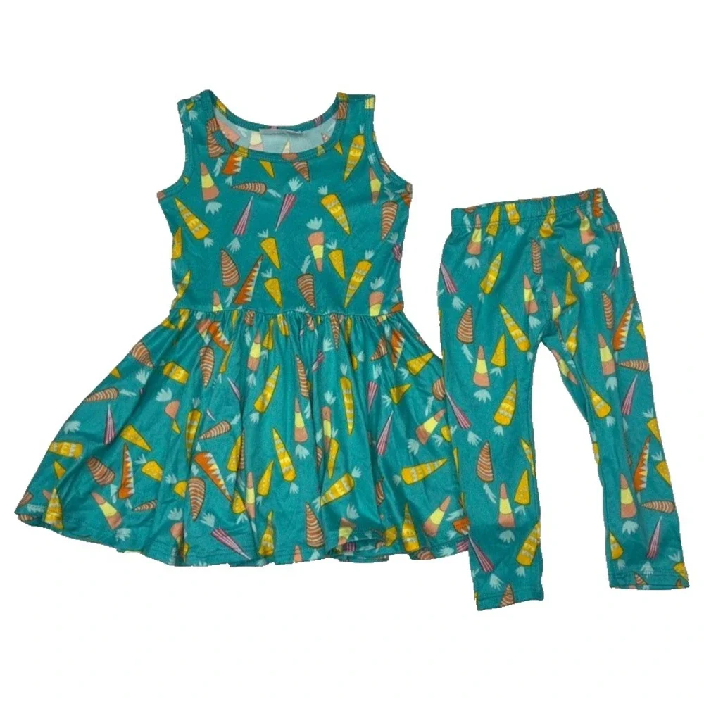 Dot Smile Girls Sz 2T Easter 3pc Carrot Empire‎ Tank Dress Leggings Lot  NWT